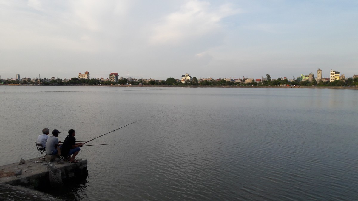 Fishing at Tam Bac Lake