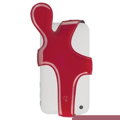 iHug Red Leather Holder Case for iPhone