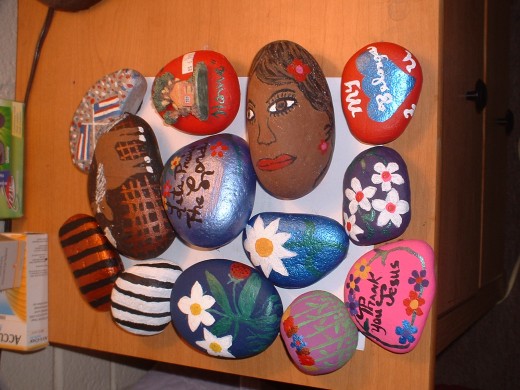 These are my graditude rocks, they are like different things.Thoughts are things.