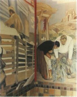 Secton of a mural by Olive Rush: Biology Building at New Mexico State University in Las Cruces (public domain)