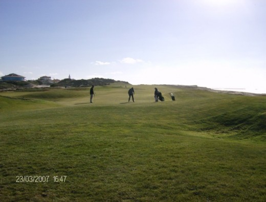 Playing golf