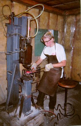 Blacksmith Class Using Air Hammer.