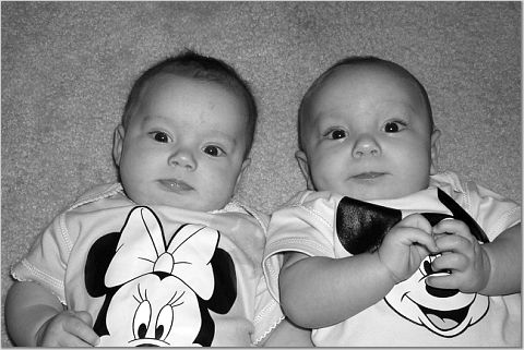 Fraternal twins at 6 months of age