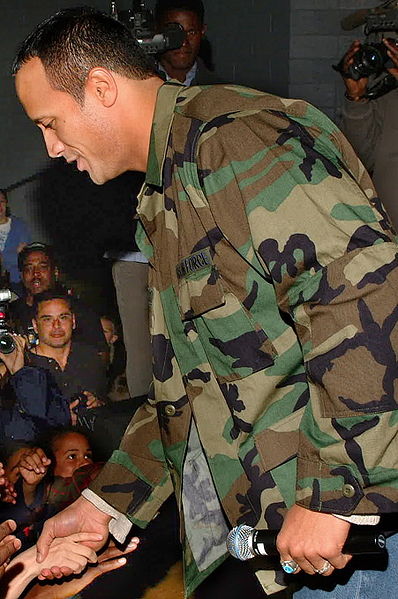 Greeting Air Force Personnel and families at Edwards AFB (public domain).