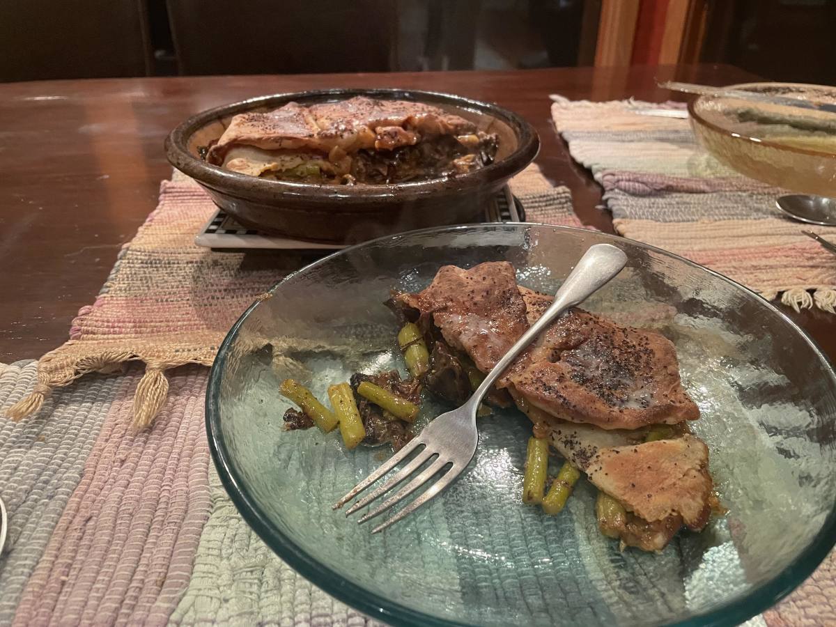 Teriyaki Beef, Mushroom, and Asparagus Pie with Chèvre Recipe