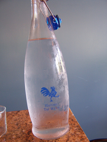 Tap water can be as safe as bottled water.    http://www.flickr.com/photos/silverturtle/2758471469/