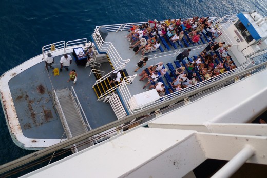 Boarding the boat to Coco Cay Island. 