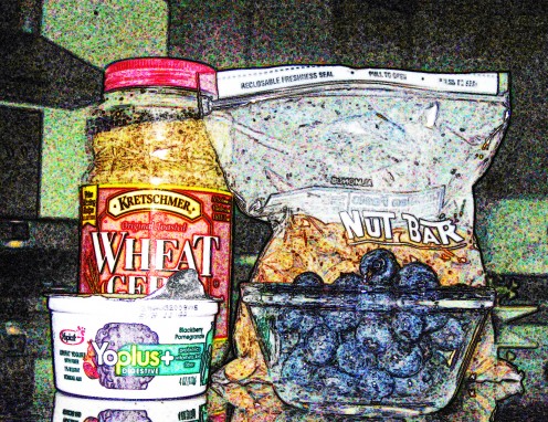 wheat germ, raw almonds, blueberries, probiotic yogurt