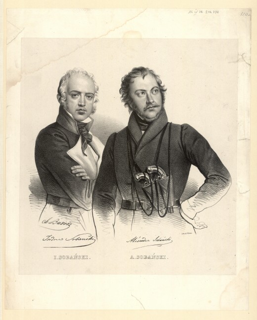 Portrait of Izydor and Alexander Sobański by Charles Louis Bazin, painted between 1832 and 1837