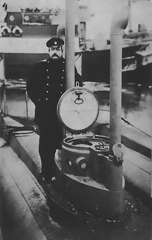 Ivan Riznich, the grandson of Jovan Riznich, on board the submarine "Saint George". Photo circa 1917