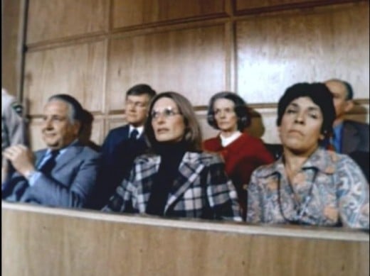 Mr. Bracken (Lew Brown) says John is guilty, while Susan (Cloris Leachman) has her doubts and Elaine (Yvonne Wilder) listens carefully 