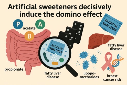 An infographic showing the domino effect of artificial sweeteners.