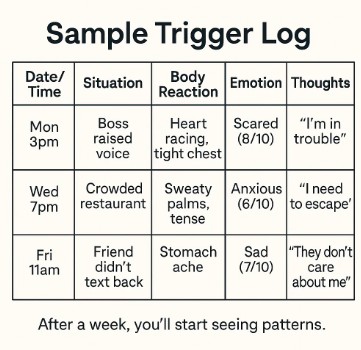 Keeping a log of triggers can be helpful to recognize patterns and make a plan. 