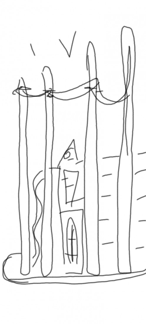 (Drawing by author) 4 of Wands baffled me, because it suggested peace and harmony. My first thought was that they'd move away. What happened was an unexpected apology! 