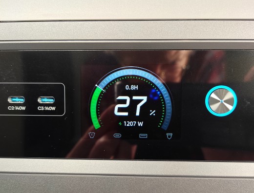 View of the display during AC charging