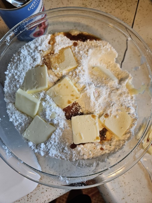 I cut my butter into more than 4 pieces to help it melt.