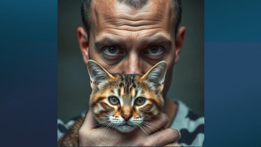Jackson Swift and his cat.