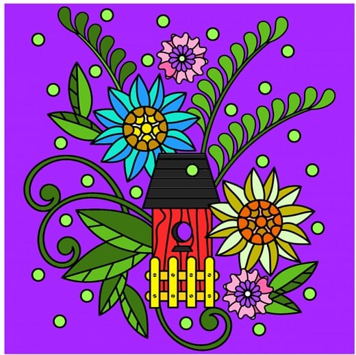 This coloring book item was painted using the fill tool.