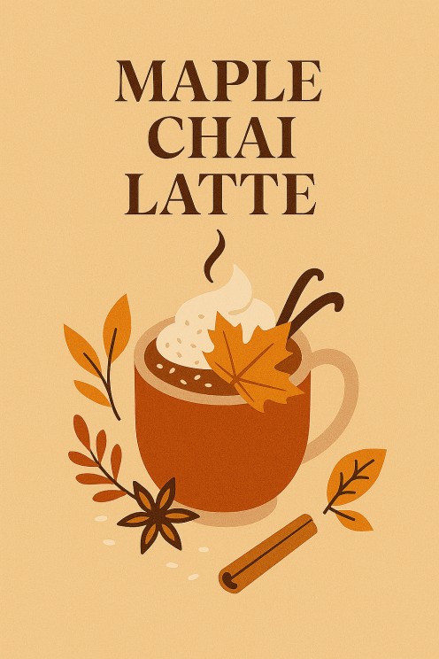 Savor the warmth of maple chai latte—spiced with cinnamon and a hint of maple sweetness for the perfect autumn sip.