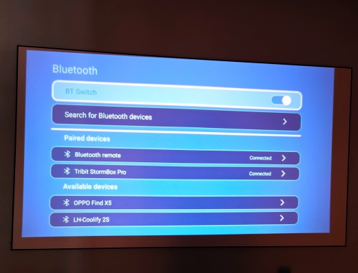 A screen used to connect Bluetooth devices