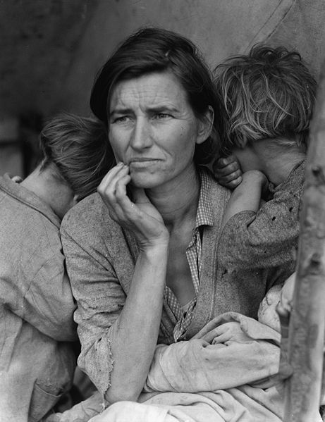 The famous March 1936 photo by Dorothea Lange commonly called Migrant Mother (photos this page public domain)