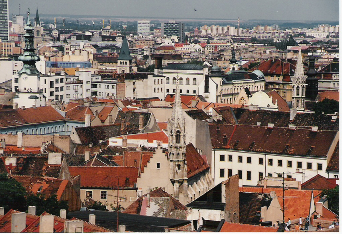 Bratislava city-scape showing the old town in the foreground. 