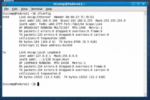 Verify the changes. We use a bash shell and the ifconfig command.