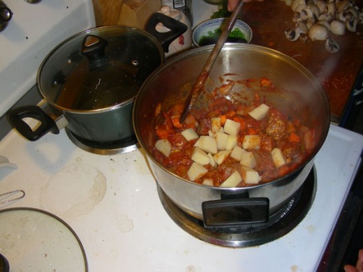 Add the potatoes...