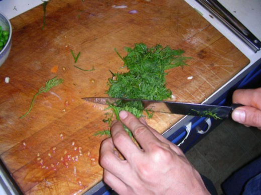Chop the dill (and/or parsley)...
