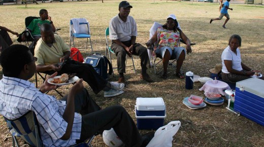 What it's all about - family and friends out in the open and enjoying some food together