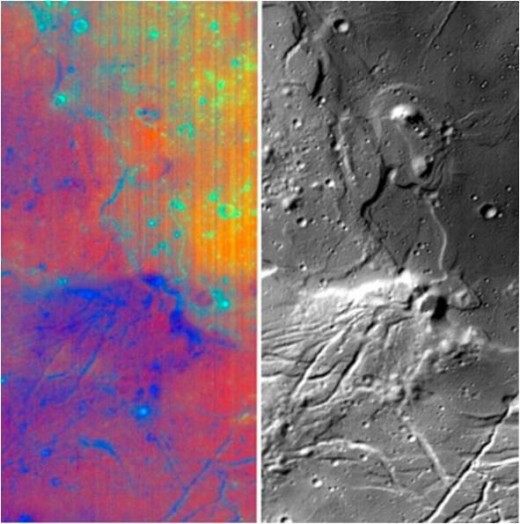 The data for this composite were captured by the Moon Mineralogy Mapper during the commissioning phase of Chandrayaan-1 as the spacecraft orbited the moon at an altitude of 100 kilometers (62 miles).