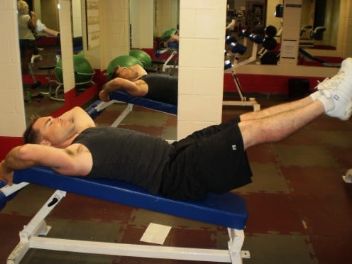 The Decline Bench Reverse Crunch start position