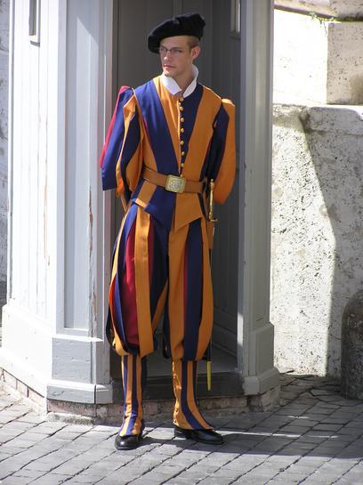 Pope's security - the Swiss Guard - uniforms designed by Michelangelo
