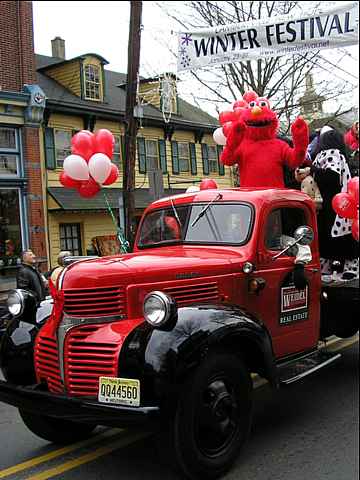 Antique truck and Elmo