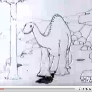 Gertie the Dinosaur at 0.44 seconds. Animation by Winsor McCay, 1914.