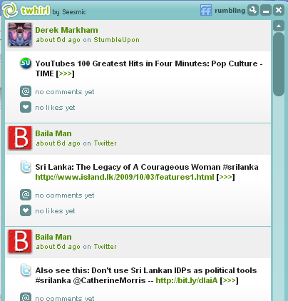 FriendFeed in Twhirl
