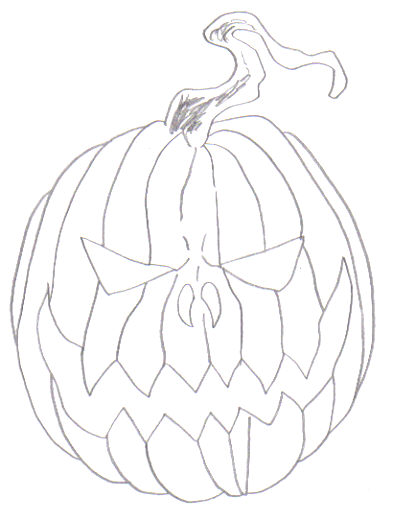 Drawing the shape of a pumpkin helps to define the whole design.