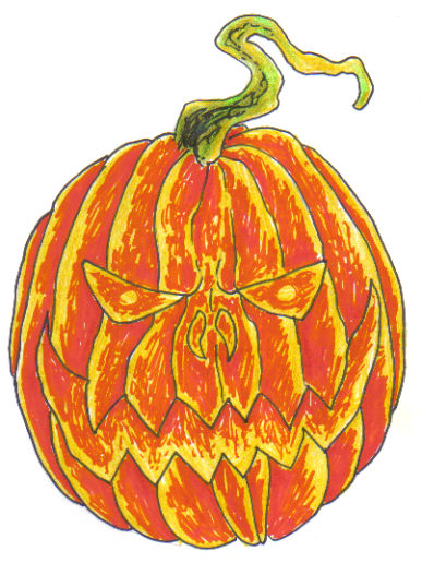 Halloween Pumpkin Coloured with Sharpies and Crayola Pencil Crayolas.