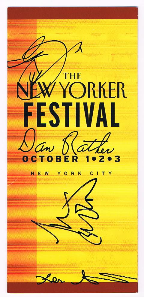 Program with autographs of Peter Jennings, Dan Rather, Tom Brokaw and Ken Auletta.