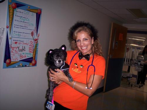 The pediatric nurse dressed for Halloween, as did the children on the Neurology ward.