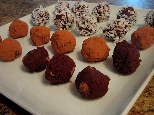 Truffles can be rolled in coconut, cocoa powder, nuts, or confectioner's sugar.