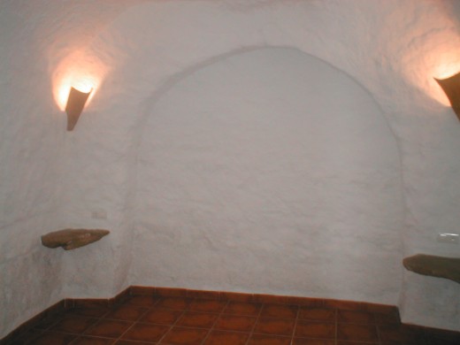 The bedroom in a cave house