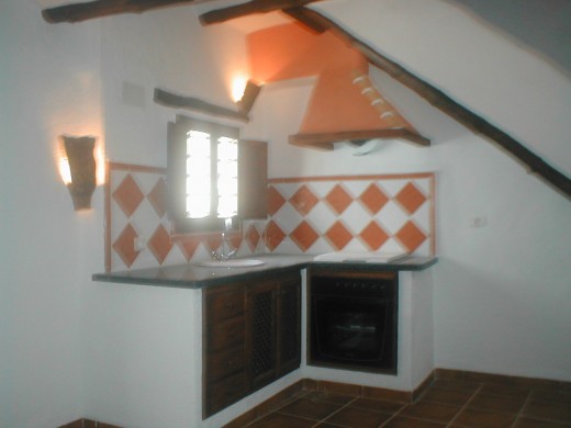 The kitchen in a cave house