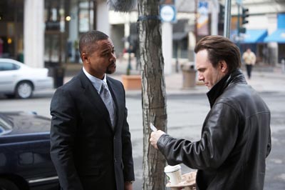 Wes Wilson meets Issac Kahn outside of Samantha's attorney's office - scene from "Lies and Illusions".