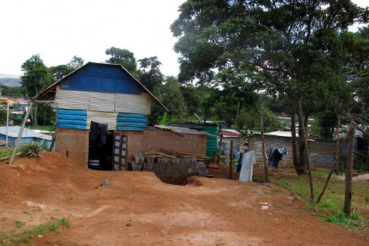 This is a house in The Invasion. You can see the corrugated iron roofs and most of the walls as well!