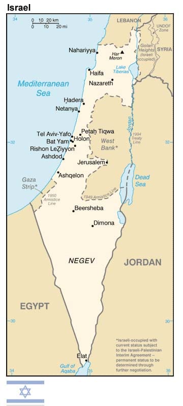 MAP OF ISRAEL TODAY