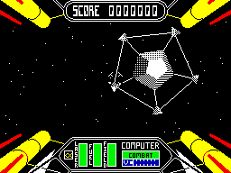 Shooting the pods from the Space Wheel in Starstrike 2 ZX Spectrum