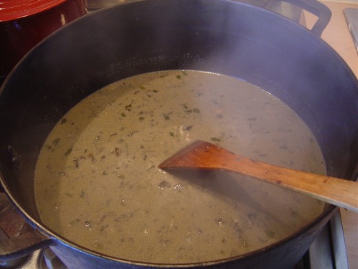 The soup ready to serve