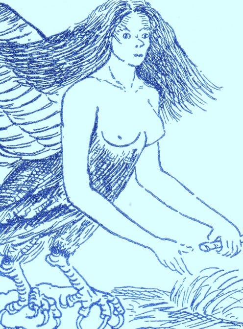 The Harpy, an ugly creature, half bird, half woman.