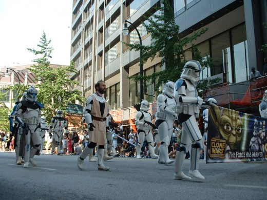 Where else could you see a unit of Storm Troopers marching down the street?